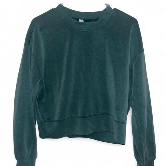 lululemon athletica Sweaters - Lululemon Perfectly Oversized Cropped Crew Green Jasper Size 2